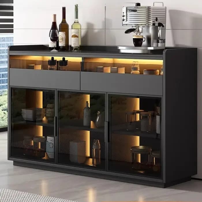 Tiroirs casier de rangement armoires de salon vitrines dalle de roche buffet noir vitrine porte en verre meubles maison