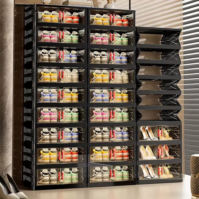 Meuble de rangement pliable multi-niveaux grande capacité pour chaussures et snacks