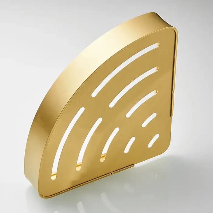 Étagère d'angle de salle de bain en métal doré brossé