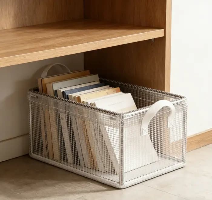 Paniers de rangement pliables en PVC transparent avec cadre en acier solide