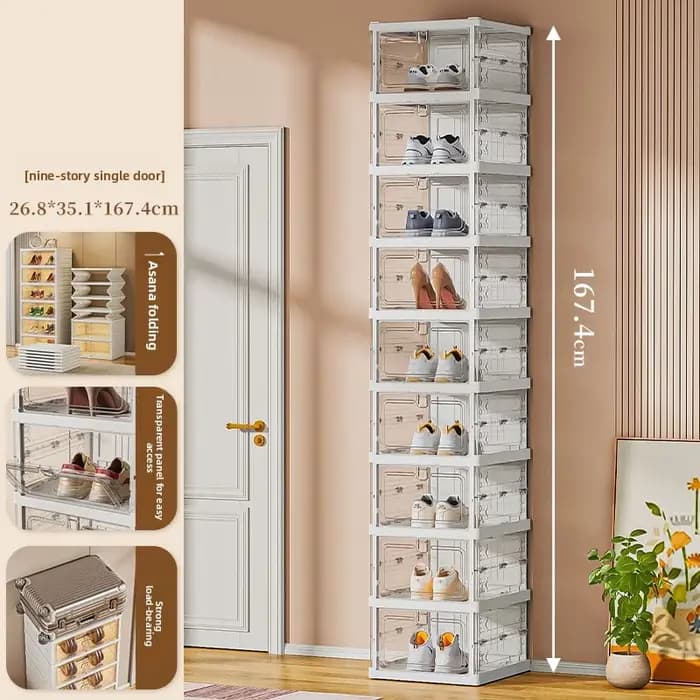 Meuble de rangement pliable transparent pour chaussures