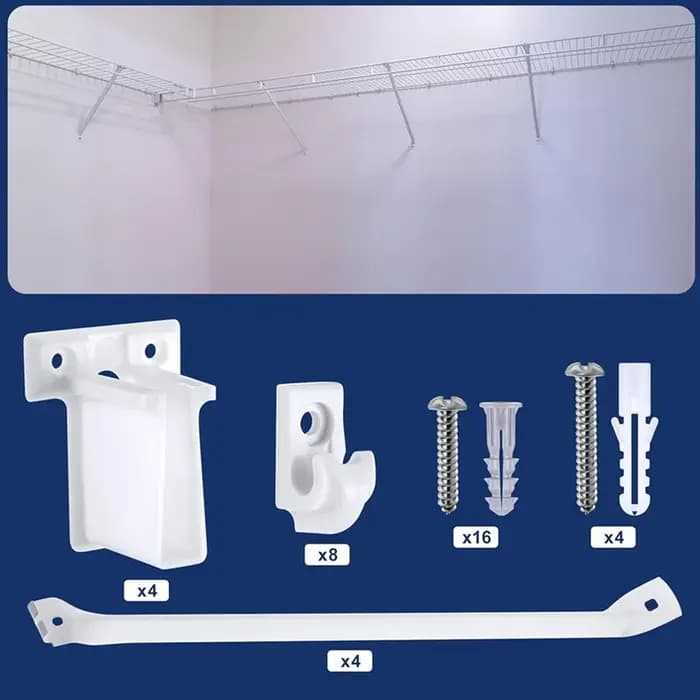 RALCA-16 pièces Kit de supports de Support d'étagère en fil de 12 pouces 4 attelles de Support de pl