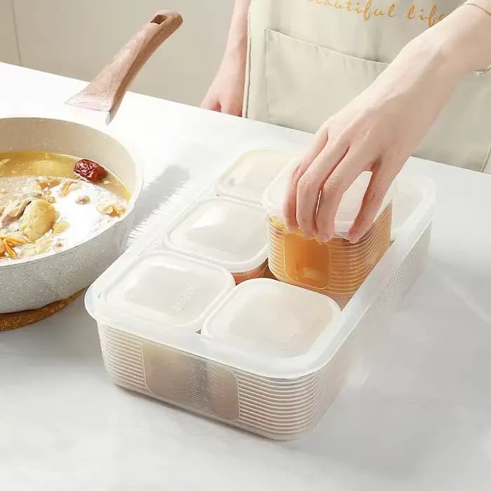 Boîte de rangement alimentaire pour réfrigérateur à 6 compartiments avec couvercle