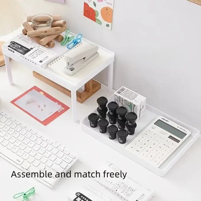 Étagères multifonctionnelles, étagère de rangement à double niveau, support de rangement de bureau, étagères de bureau en plastique, organisateur de cosmétiques et d'articles divers.