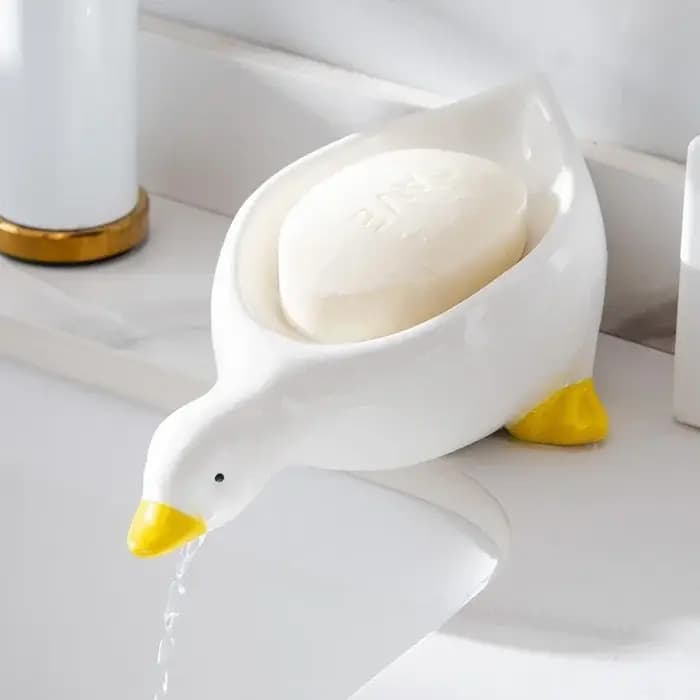 Boîte à savon en forme de canard, porte-savon de dessin animé, support de rangement égouttable, cont