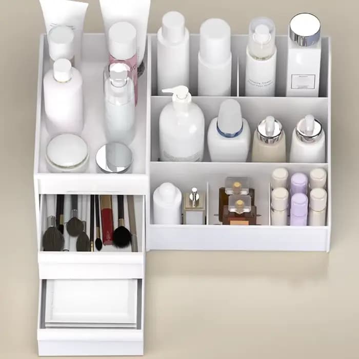 Nouveau tiroir boîte de rangement de maquillage finition dortoir étagère en plastique cosmétiques soins de la peau