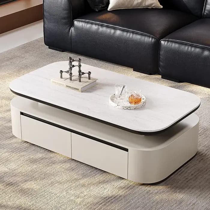 Table basse de salon de luxe au design moderne avec rangement