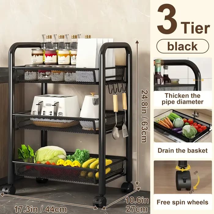 Chariot de rangement multifonctionnel à plusieurs niveaux – Une unité