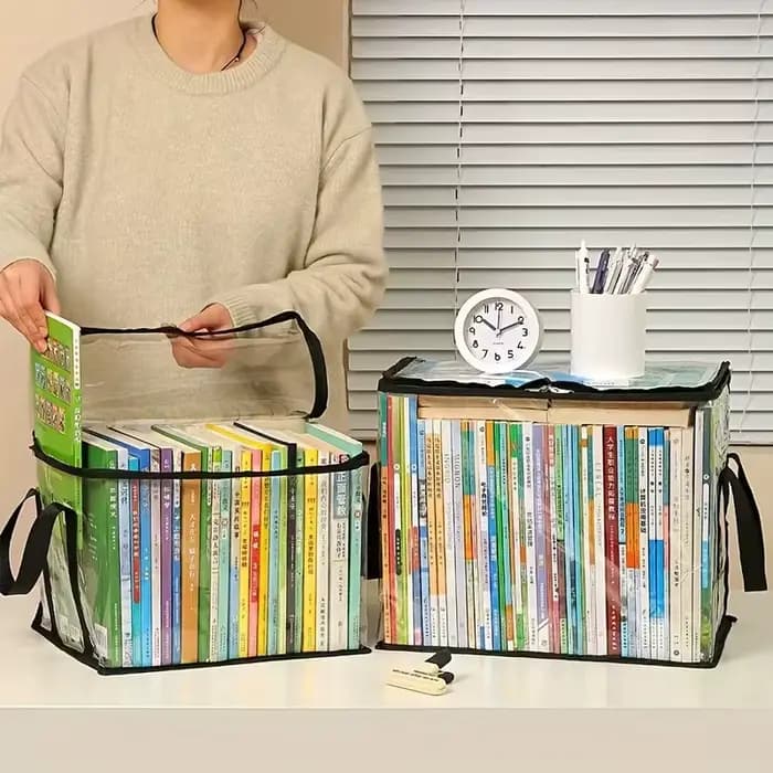 Boîtes de rangement transparentes avec couvercle rabattable - Grands bacs