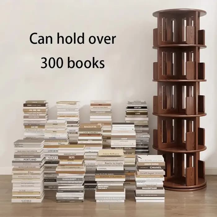 Bibliothèque rotative en bois multifonction