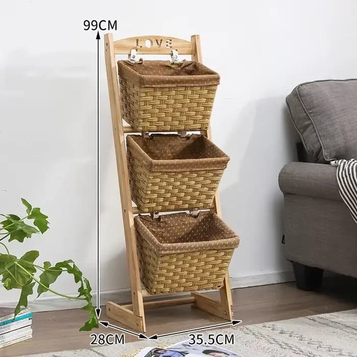 Support de rangement de Type sol en bois massif, panier étanche de grande capacité à 3-4 couches pou