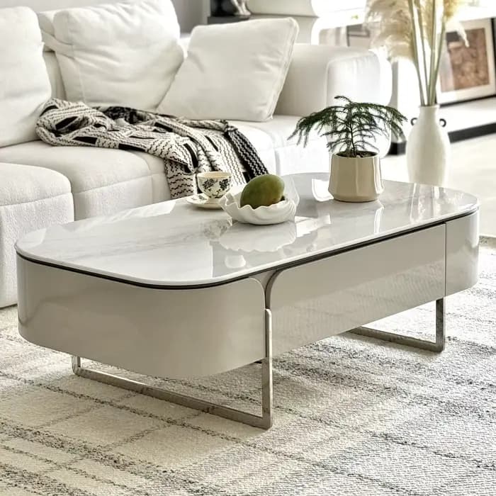 Table basse italienne avec tiroirs de rangement, table d'appoint pour salon, table centrale pour cha