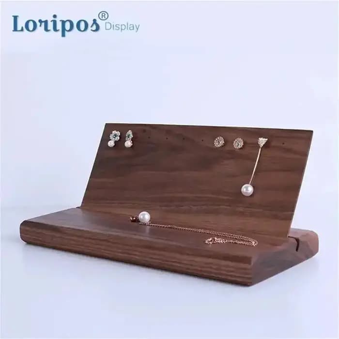 Vitrine oreille goujon support de rangement boucle d'oreille étagère noir noyer porte-bijoux fendu boucles d'oreilles