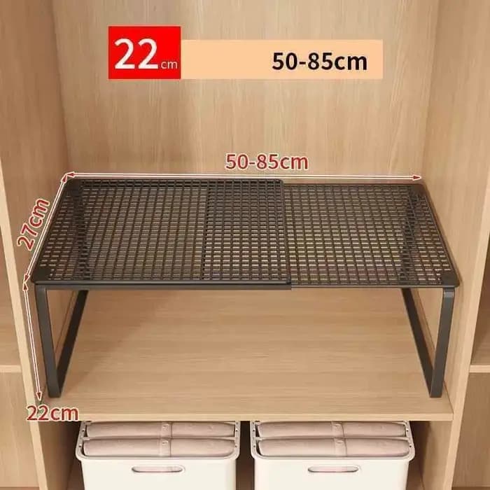 Étagère de rangement télescopique pour placard - Organisateur extensible sans perçage en acier au carbone pour armoire