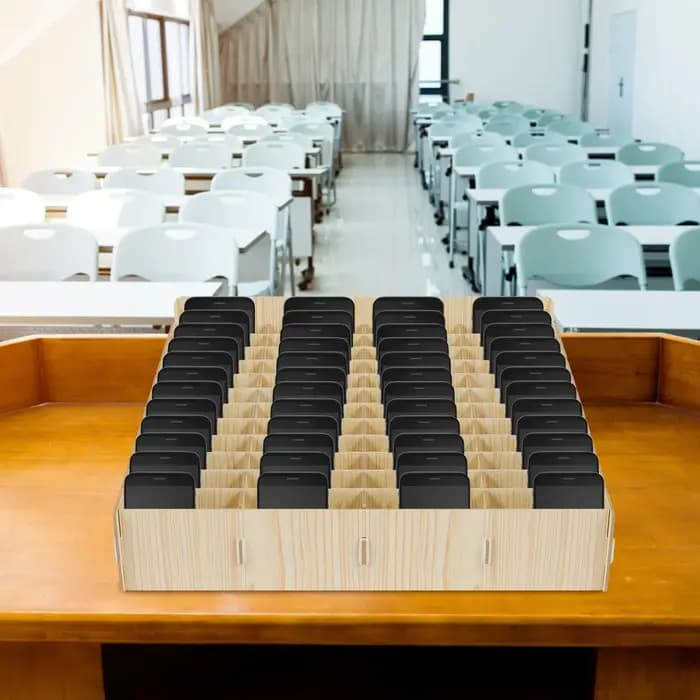 Boîte de rangement en bois pour téléphone portable