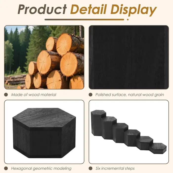Étagère hexagonale en bois à 6 compartiments