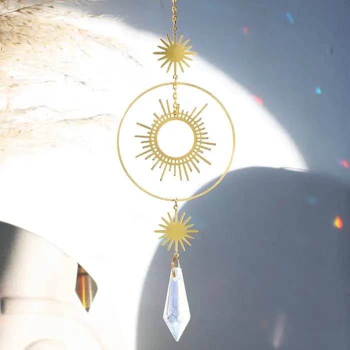 Attrappe reve cristal carillon à vent deco maison attrape soleil lune capteur