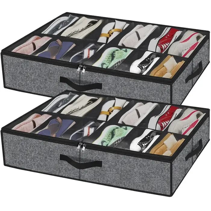 Boîte de rangement pour chaussures avec poignées renforcées pour sous le lit