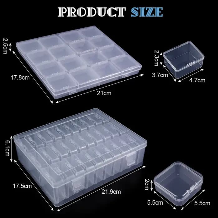 Petite boîte de rangement de perles en plastique transparent avec couvercle à charnière