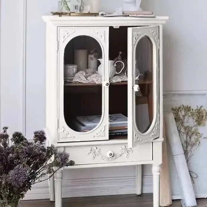Armoire de rangement sur pied portes vertes affichage enfant