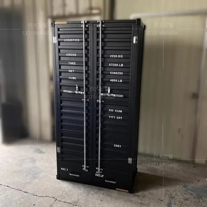 Cube noir armoire métal artisanat support lourd Patio