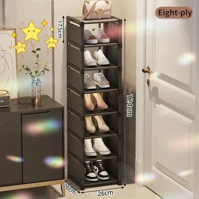 Étagère à chaussures empilable noire à 8 niveaux