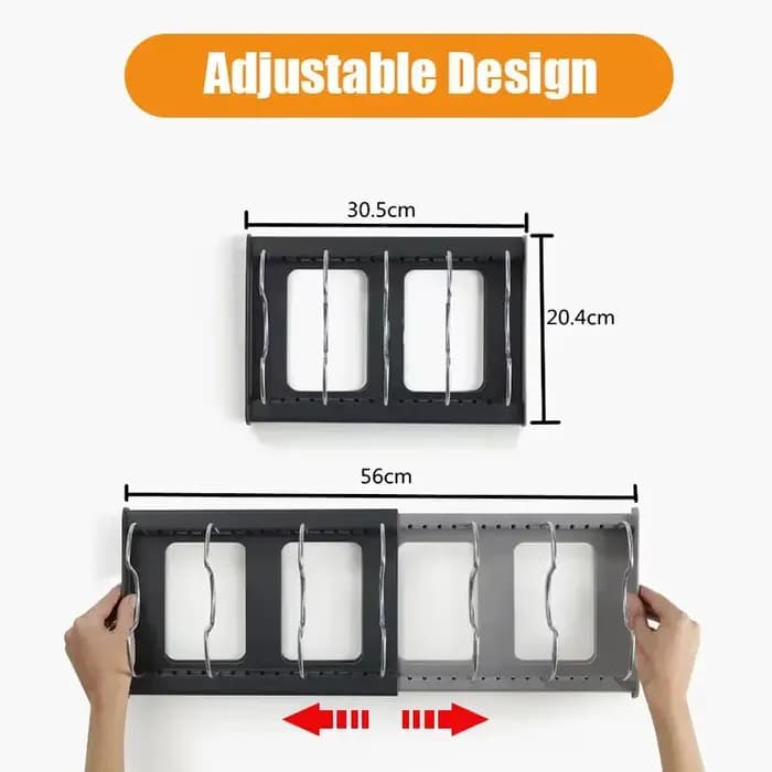 Rangement extensible en acier inoxydable T1, support d'armoire de cuisine pour casserole, couvercle