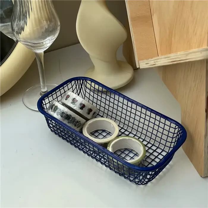 Panier de rangement de bureau INS, panier organisateur d'articles divers en métal, étui pour cartes
