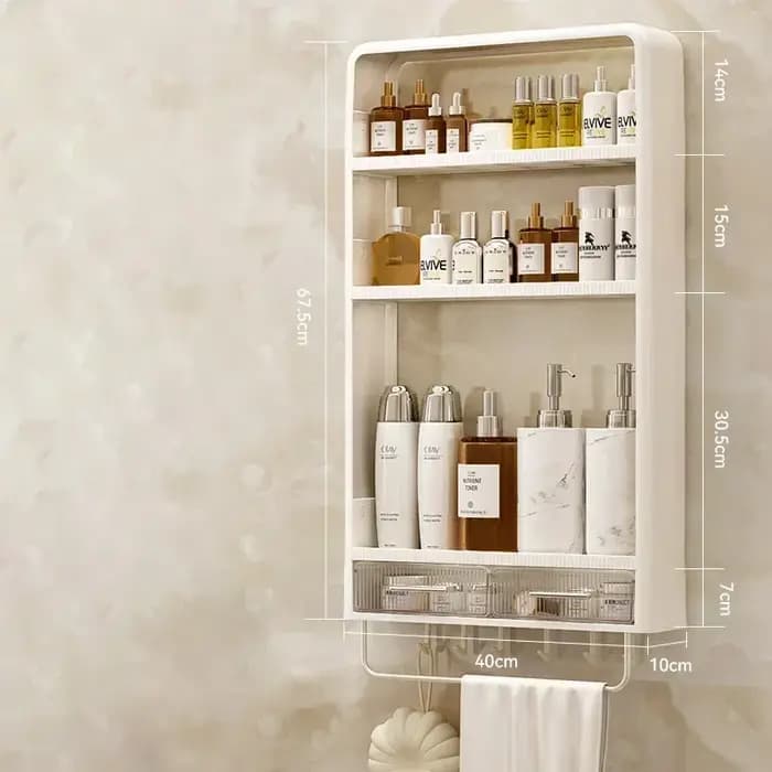 HOStorage T1 HOWash-Table Murale Non Perforée pour Stockage de Produits de Soins de la Peau