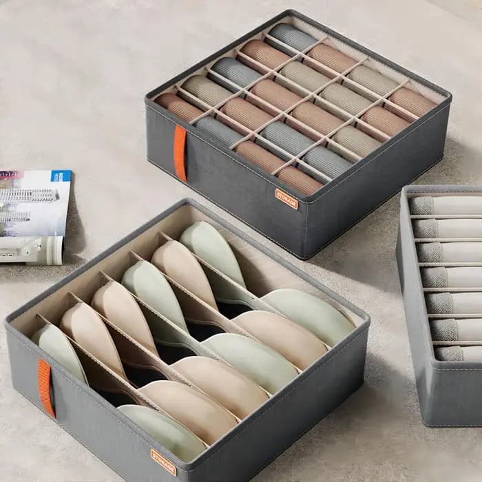 1pc gris foncé sous-vêtements boîte de rangement chaussettes sous-vêtements rangement tiroir Divisio