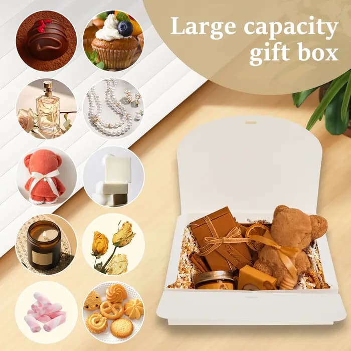 Coffrets cadeaux avec couvercles et ruban en papier