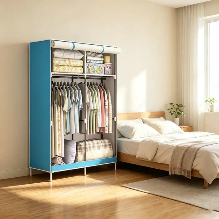 1 armoire portable pour vêtements avec housse en tissu non tissé, rangement anti-poussière pour chambre à coucher, armoire démontable et assemblable, armoire pour salon, armoire robuste et durable, le