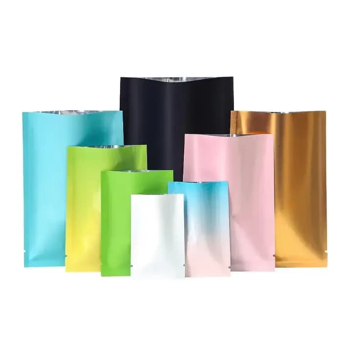 Sac de rangement en aluminium thermoscellable à dessus ouvert, 100 pièces, enveloppe de poudre de café, cadeaux à base de plantes, Sachets jetables, pochettes d'emballage