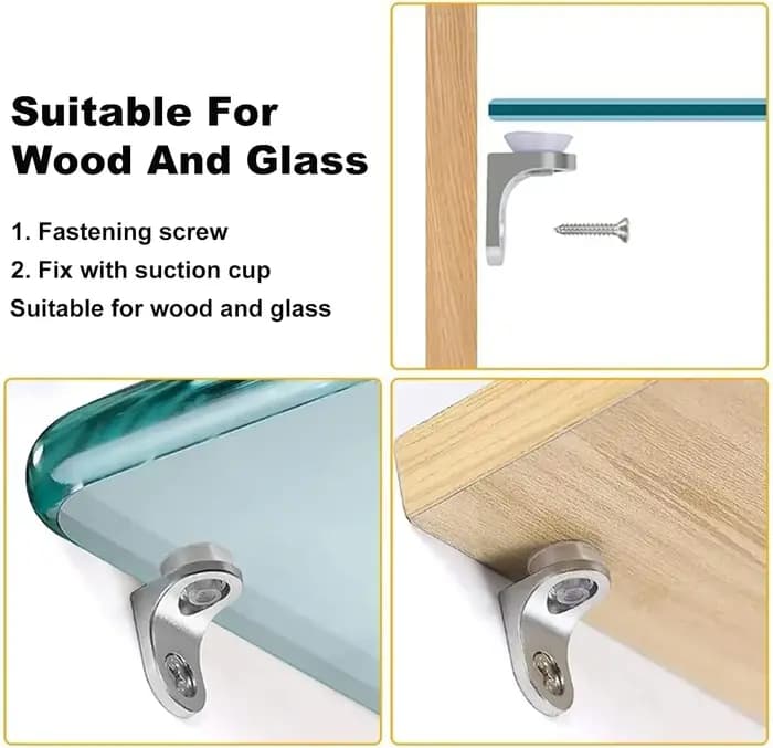 Supports de fixation à ventouse pour étagères en verre
