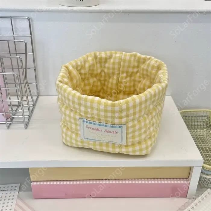 Panier de rangement en tissu à carreaux pour la maison