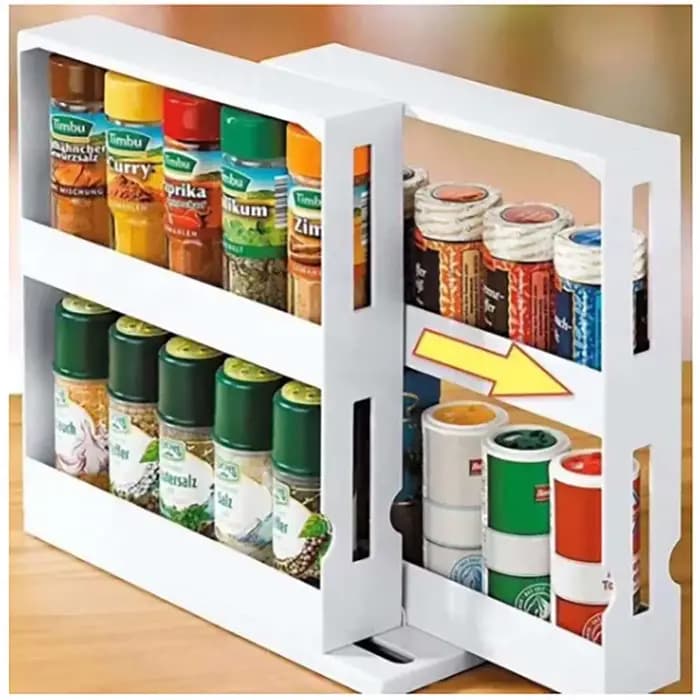 Étagère de rangement rotative multifonction à 2 niveaux pour épices