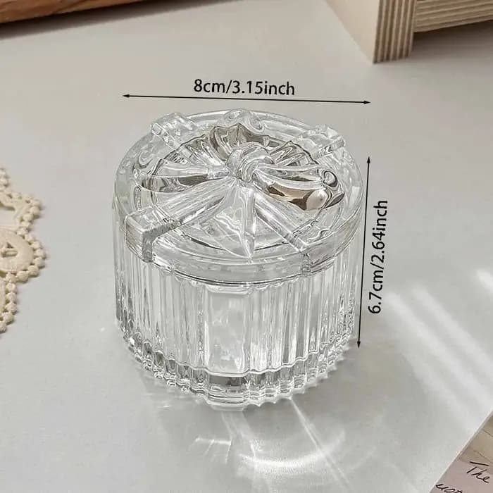 Boîte de rangement de bijoux en verre cristal avec nœud papillon