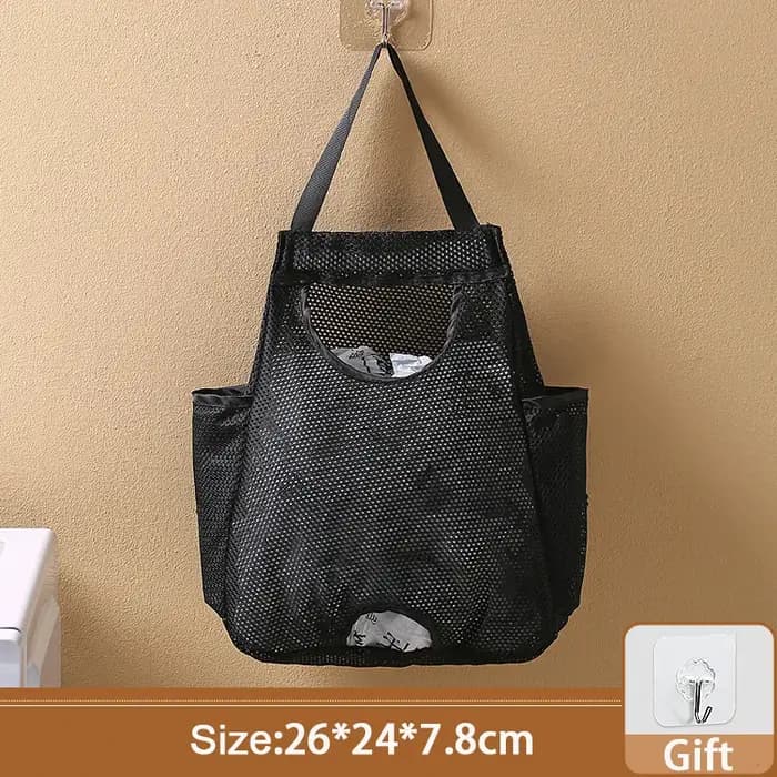 Boîte de rangement pour sacs poubelle, sac en plastique suspendu au mur, sacs de rangement en maille