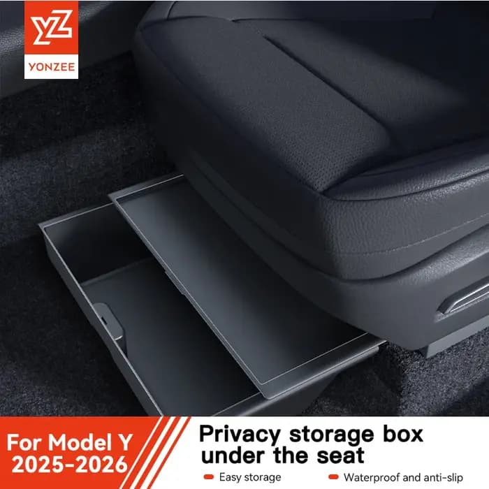 YZ Pour Tesla Model Y Juniper 2025-2026 Boîte de rangement sous siège, accessoires intérieurs de voi