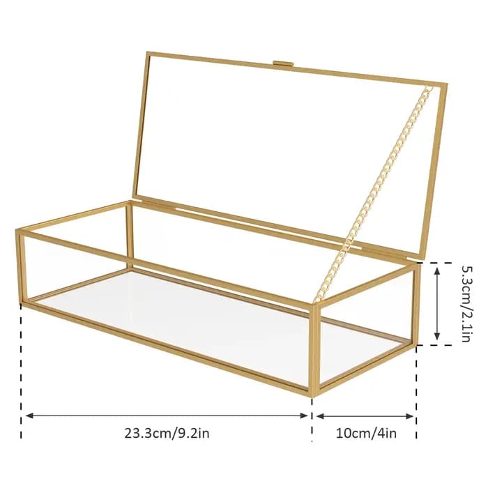 Boîte à bijoux en verre Transparent doré rectangulaire