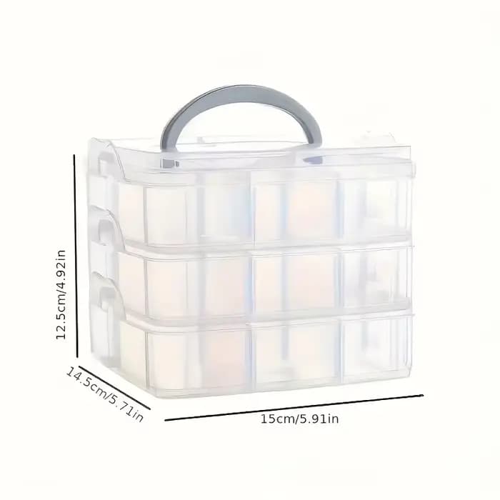 Boîte de rangement transparente à 3 couches et 18 compartiments