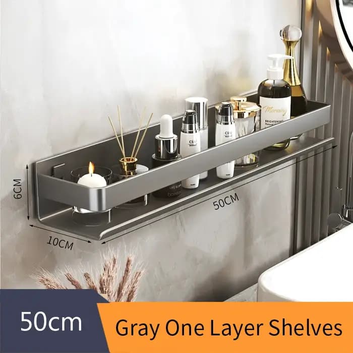 Étagère d'angle murale grise en métal pour cuisine, salle de bain et douche, avec fixation par vis, organisateur de maquillage, étagère de rangement 811780