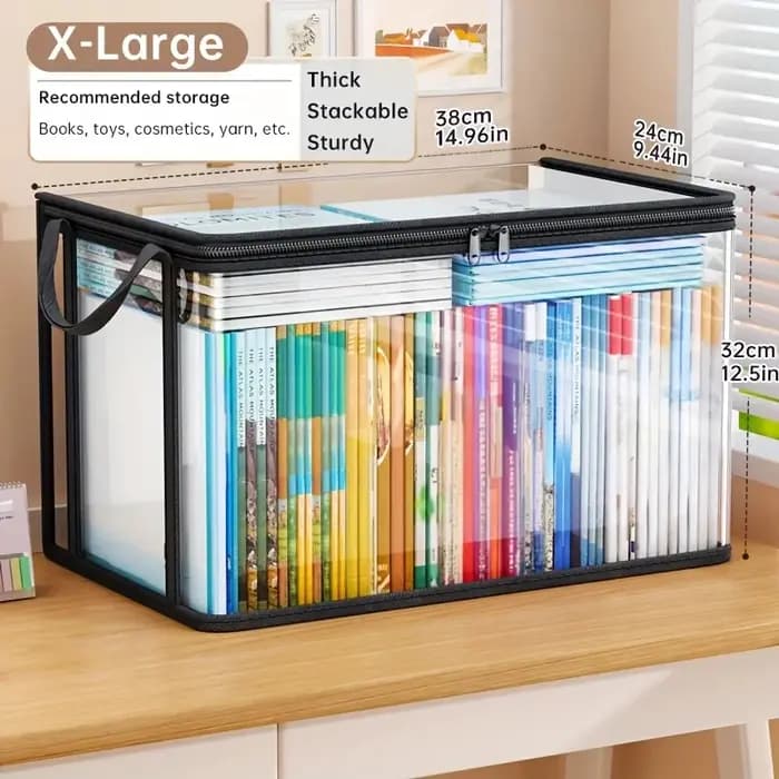 Sac de rangement en PVC avec couvercle rabattable et fenêtre de visualisation
