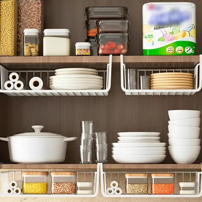 Panier de rangement sous étagère multifonctionnel en fer pour la maison