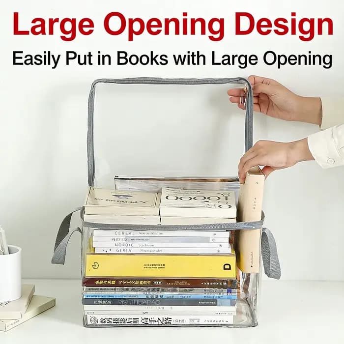 Boîte à livres pliable, organisateur de livres pour dortoirs d'étudiants et salles de classe, boîte de rangement transparente et étanche pour la maison