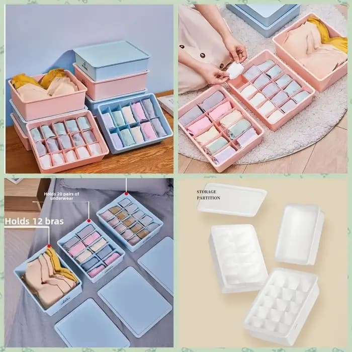 Boîte de rangement pour sous-vêtements avec couvercle