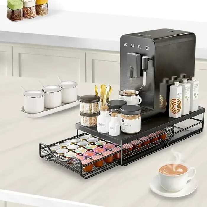 Capsules de café tiroir de bureau support de rangement maison cuisine extractible Simple fer Machine à café Base étagère de rangement