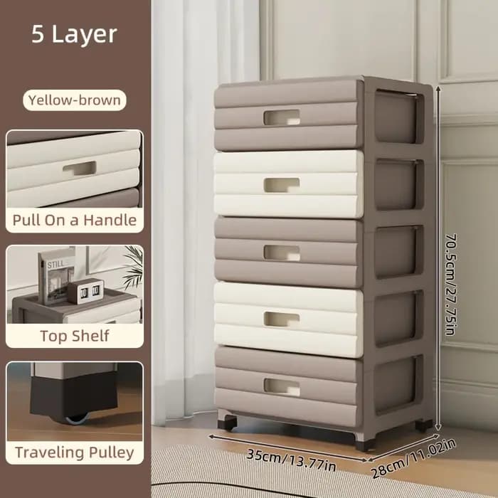 Armoire de rangement blanche à 5 tiroirs – Glissière robuste et fluide pour placard