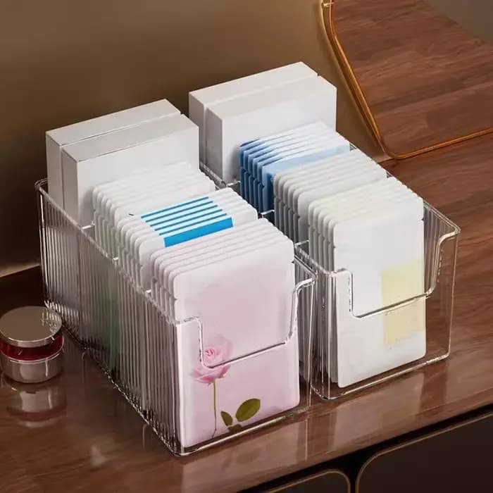 Boîte de rangement de bureau en acrylique transparent, 1 pièce, boîte de rangement rectangulaire à 4 compartiments pour cosmétiques, boîte de rangement simple