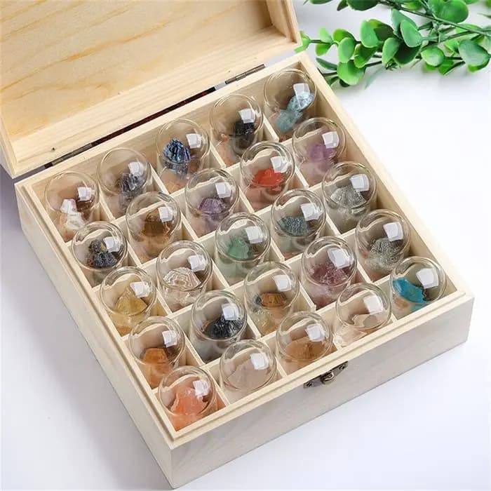 Kit d'échantillons minéraux en pierre naturelle, 1 boîte, cristal de guérison Reiki, Quartz, objets